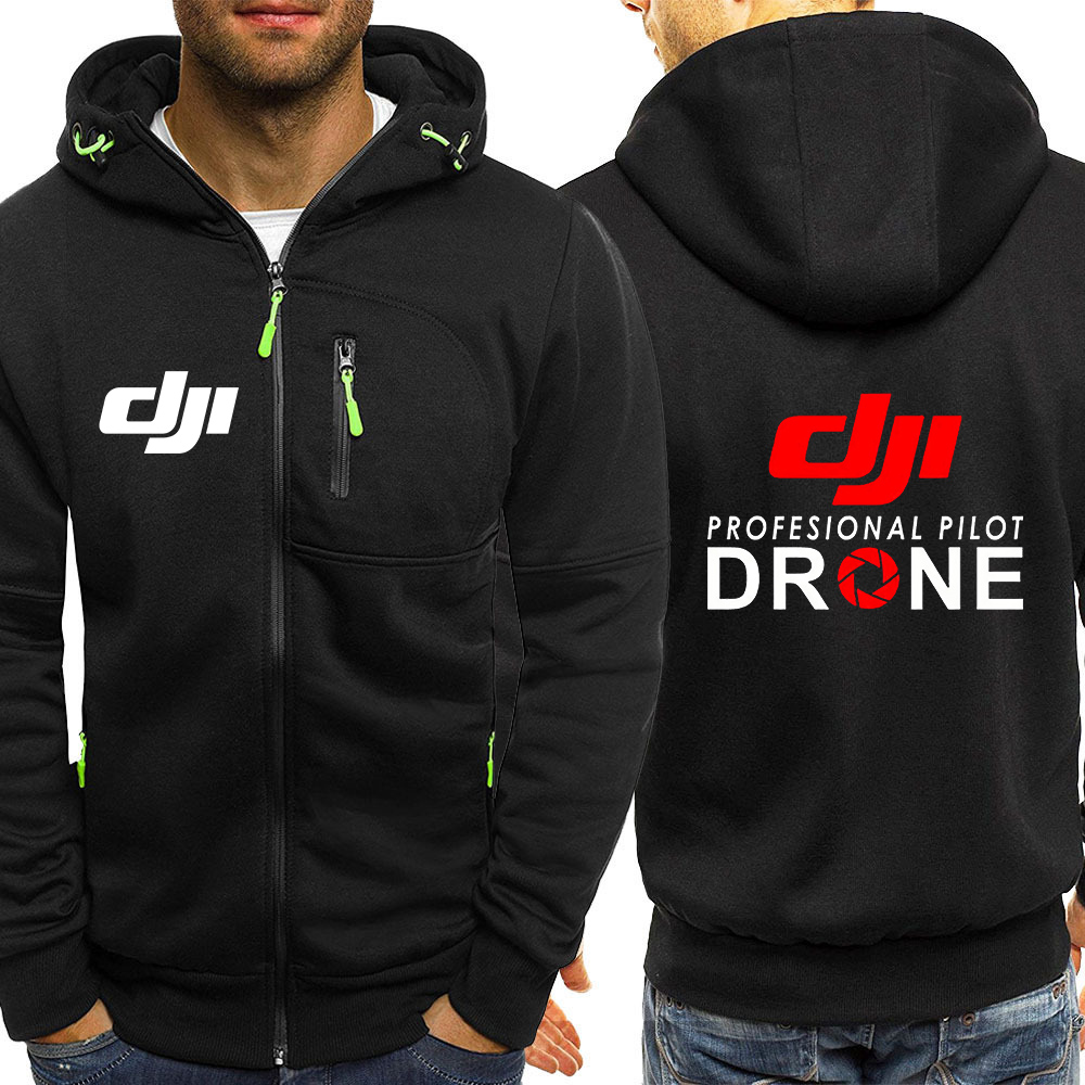 Drone Surveying - Jaket Hoodie Santai Tiga Warna Resleting